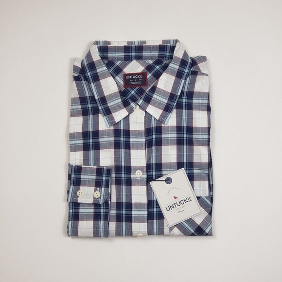 UNTUCKit Sorbo Shirt Women's 6 Cotton Button Up Blue White Red Plaid Regular Fit - Picture 7 of 16